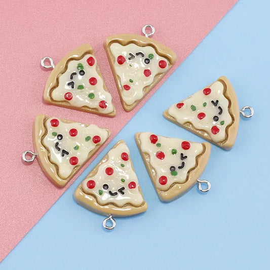 10pcs Simulated Pizza Charms For Pendant DIY Earrings Necklace Jewelry Accessories Finding