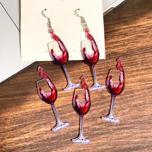 10pcs Red Wine Goblet Acrylic Earring Charms Christmas Wine Glass Decor Diy Cute Party Wedding Jewelry Pendant Make